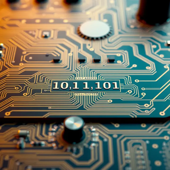 Full Adder Integration in Binary Arithmetic Circuit Circuit layout illustrating the integration of full adders for binary addition and subtraction tasks