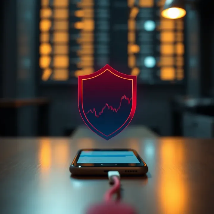 Security and Regulatory Compliance in Indian Trading Apps Illustration showing a shield symbol over a smartphone representing regulatory compliance and security in digital trading platforms