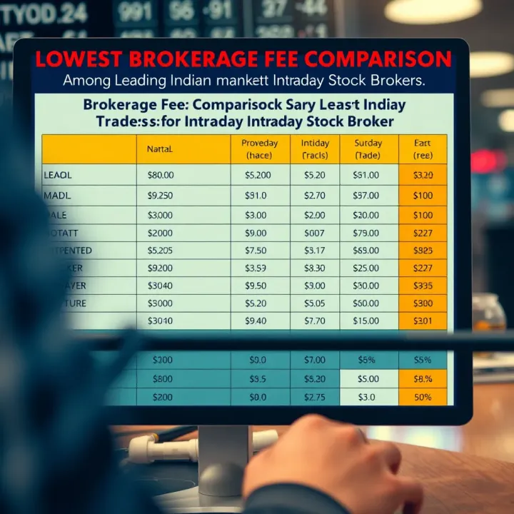 Comparison chart showing brokerage fees of various Indian stock brokers for intraday trading