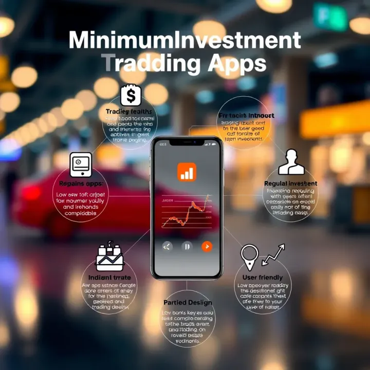 Illustration showing key features of trading apps including low capital investment, regulatory compliance, and user-friendly design