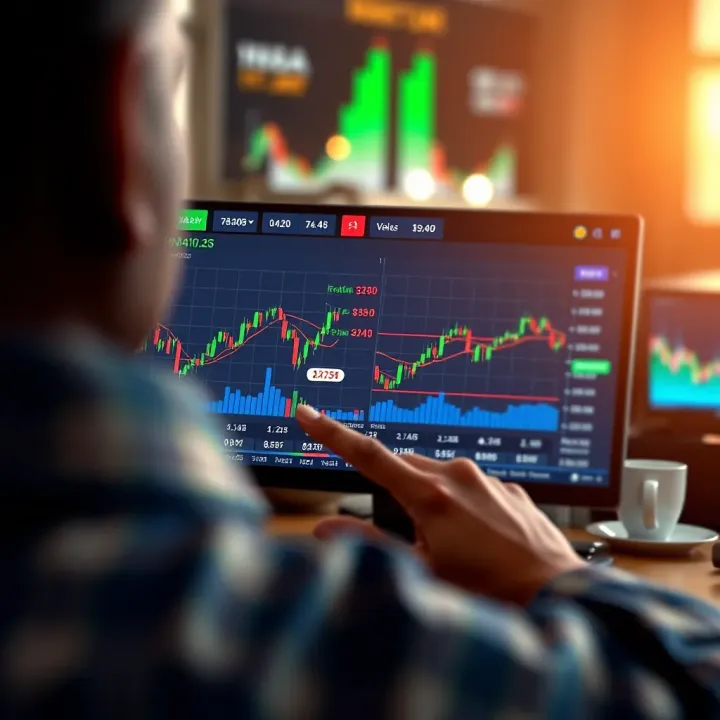 User interface of a reliable trading application showing stock charts and market data