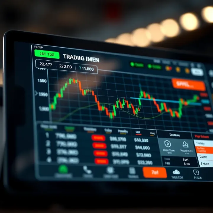 Interface of a Pioneer Trading Application in India Illustration depicting the interface of one of India's earliest digital trading applications showing stock charts and user options