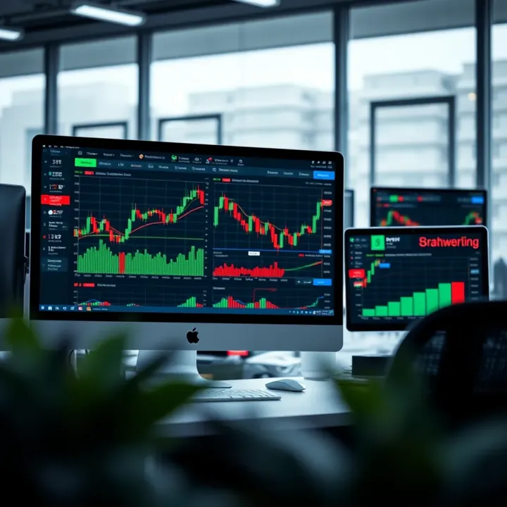 Overview of an Online Options Trading Course Dashboard Illustration of a computer screen showing an online options trading course interface with charts and educational content