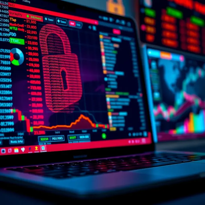 Ensuring Security and Compliance in Indian Online Trading Secure online trading environment showcasing encryption symbols and financial data protection in the context of Indian regulations