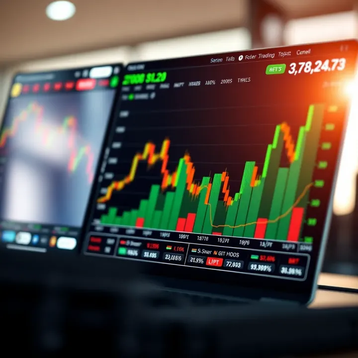 Graph showing sector performance and selected top stocks for trading