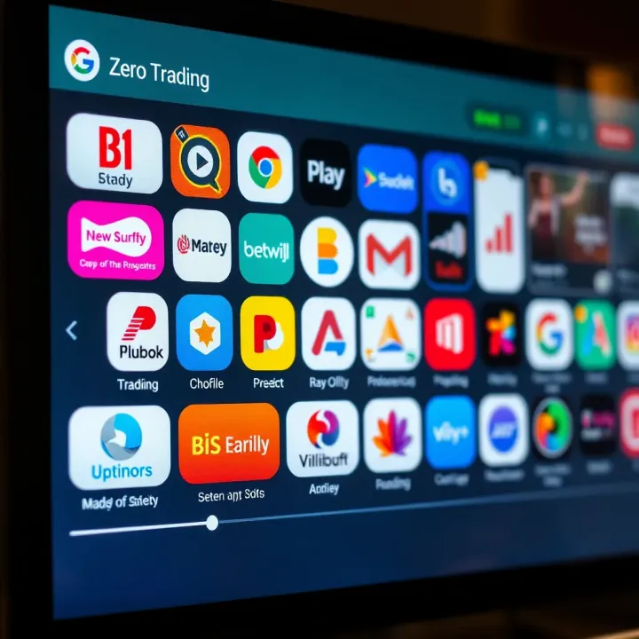 Collection of popular trading app logos available for Indian investors on a digital screen