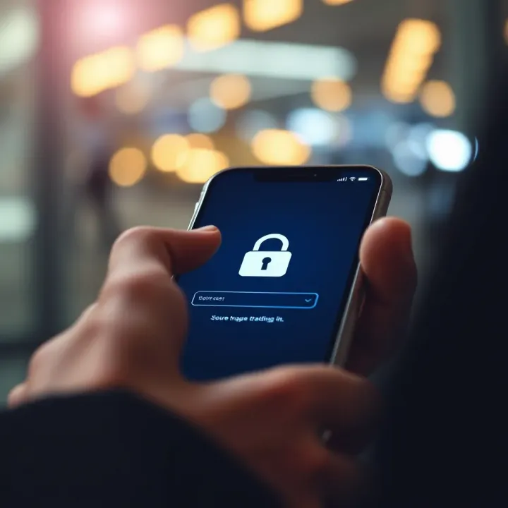 Secure login screen on a smartphone emphasizing data protection for trading activities