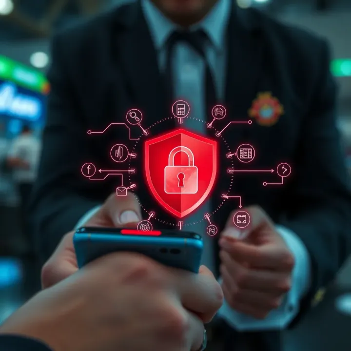 Security Features in Mobile Money Trading Applications Secure financial transactions on mobile with encryption and safety icons representing trustworthy trading environment