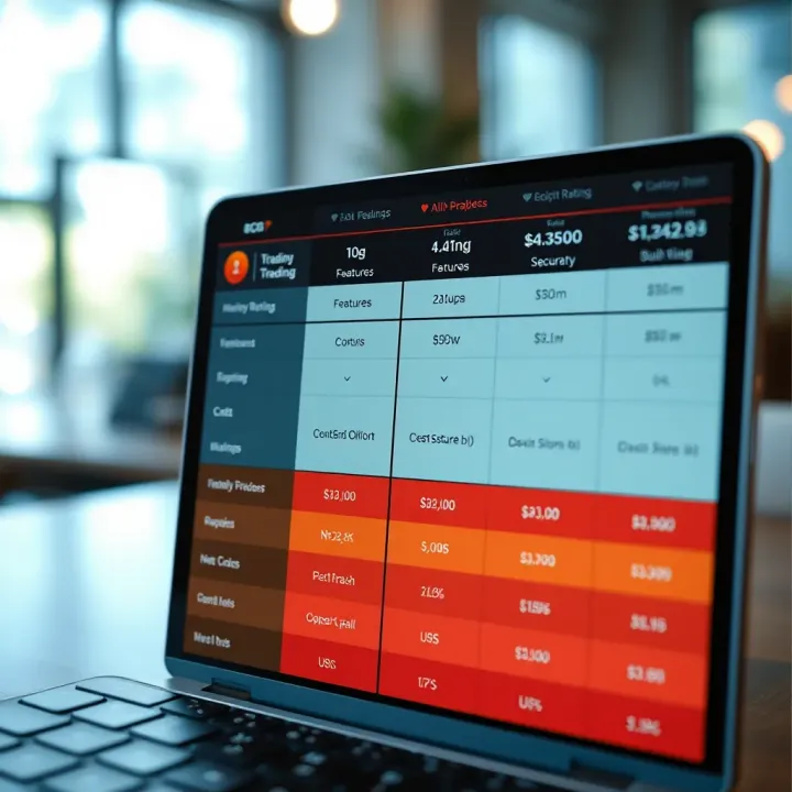 Feature and Security Comparison of Leading Trading Apps in India Comparison chart highlighting features, costs, and security ratings of various Indian trading applications