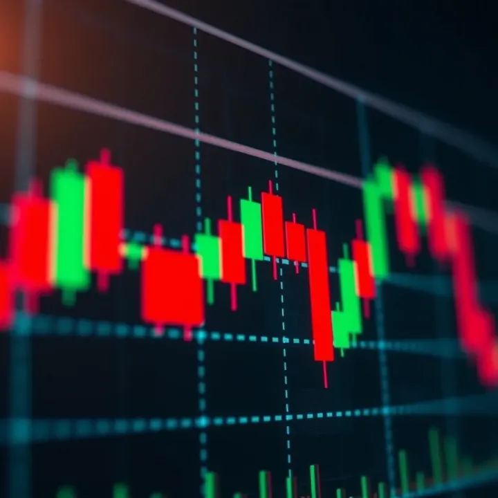 Bearish Candlestick Pattern Indicating Downtrend Bearish candlestick pattern showing declining market trend with red candlesticks