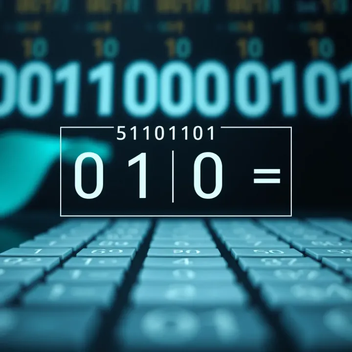 Diagram illustrating binary digits with addition and subtraction symbols in a digital context
