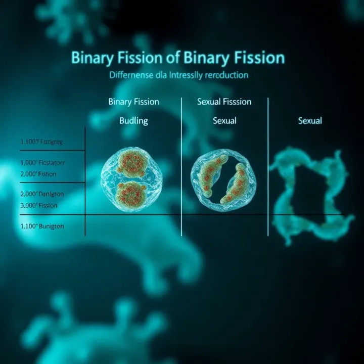 Comparison chart displaying differences between binary fission and other reproductive methods such as budding and sexual reproduction