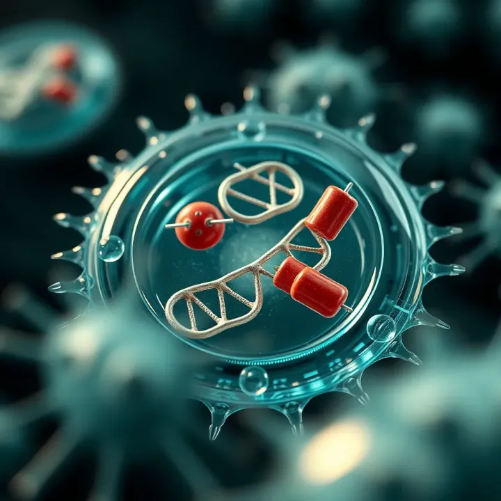Diagram showing the stages of binary fission in a bacterial cell with clear division of genetic material