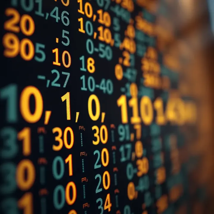 Visual comparison of binary and decimal number systems showing conversion between the two