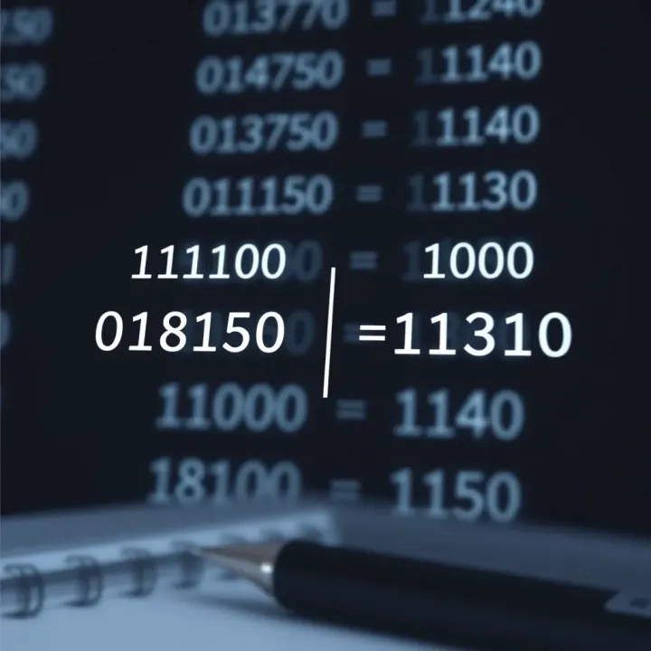 Diagram illustrating binary multiplication with two binary numbers and the resulting product
