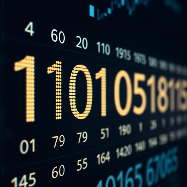 Chart showing binary digits representation for decimal values