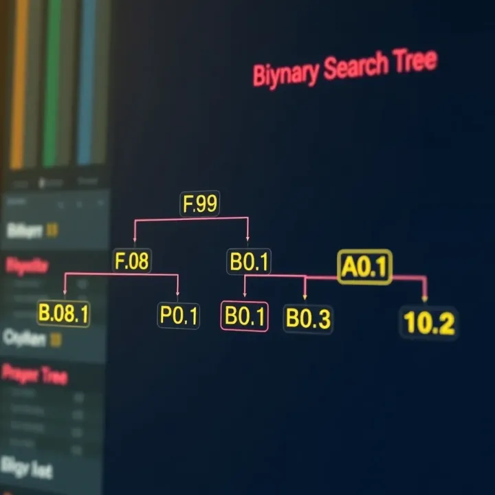 Diagram of a binary search tree structure illustrating node relationships