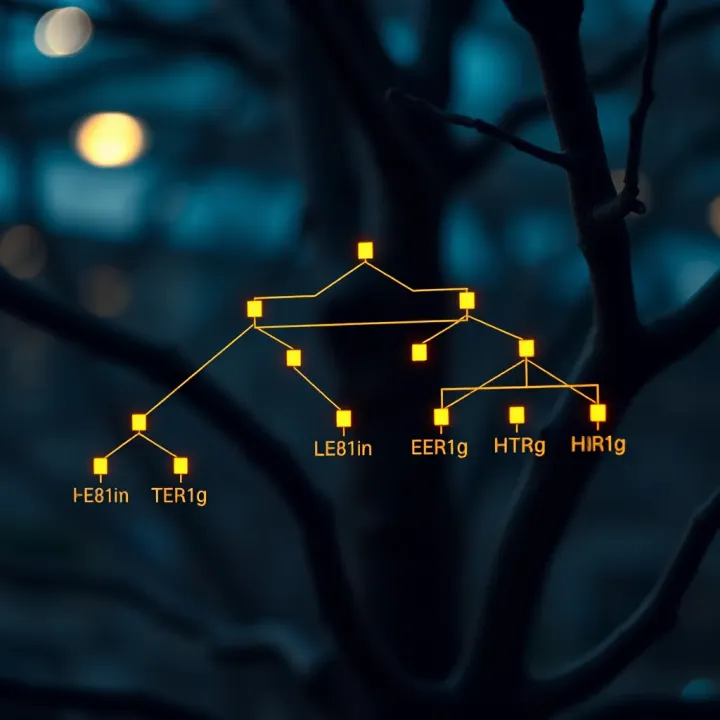 Balanced AVL Tree Structure with Height Differences Diagram illustrating the structure of a balanced AVL tree with nodes and height difference indicators