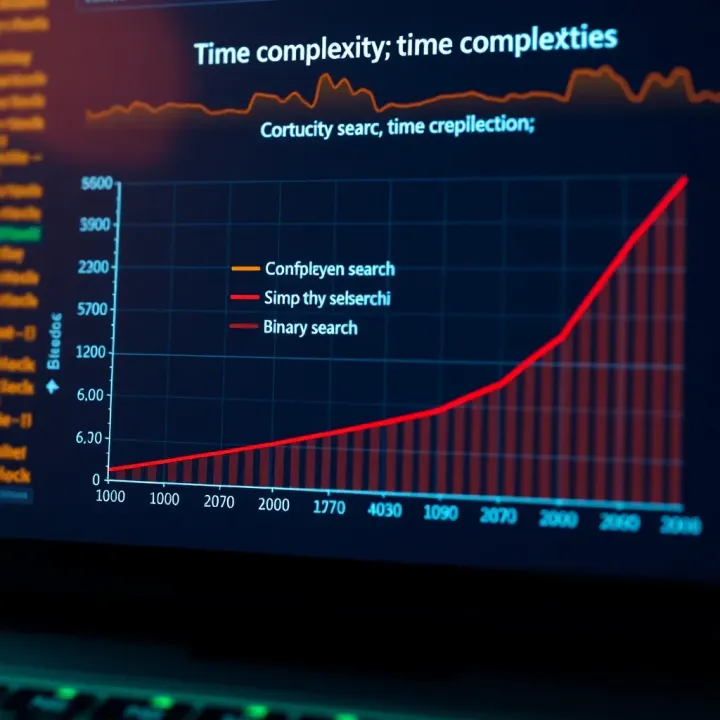 Graph comparing time complexities of various search methods including binary search