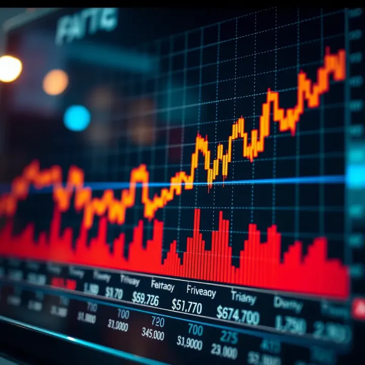 Graph showing currency exchange rates fluctuating over time