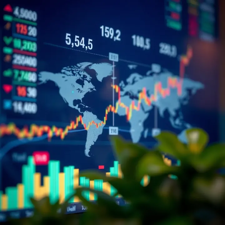 Illustration of different factors influencing forex market such as economic indicators and global events