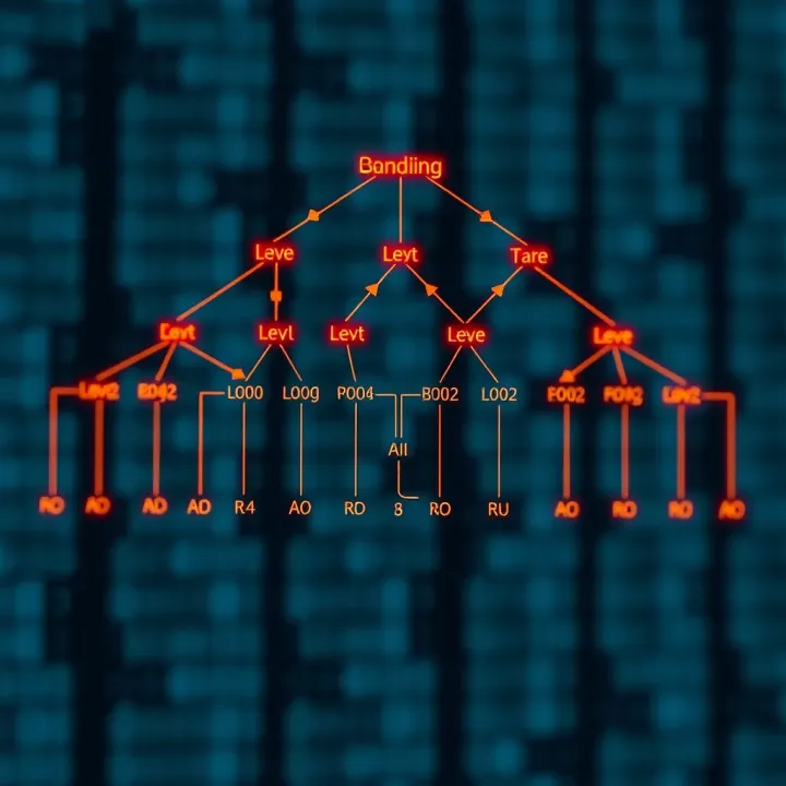 Diagram of a binary tree with nodes highlighted level by level from top to bottom